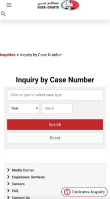 Dubai Court Case Inquiry by Case Number